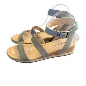 Lucky Brand Wensdei Canvas Wedge Sandals Valley Sage Green Size 10